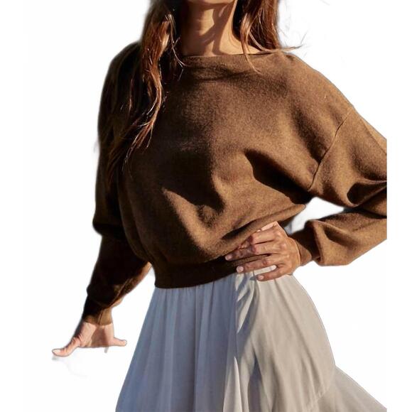 NEW BY TOGETHER boat neck top in brown - Picture 3 of 4